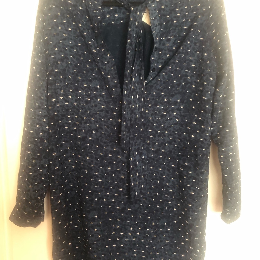 Navy Tie-Neck Mini Dress